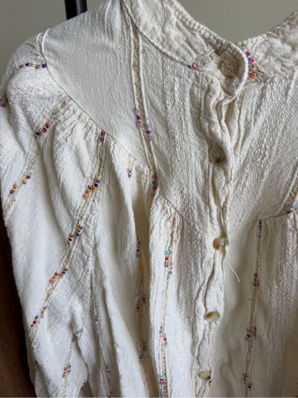 Ivory Button-Down Peasant Blouse - Picture 6 of 15